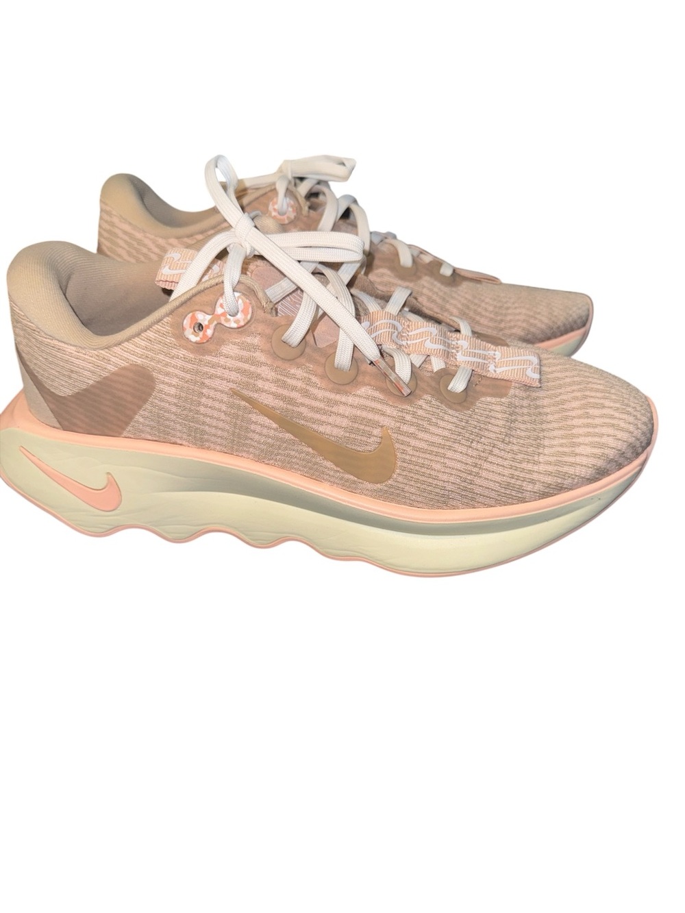 Nike Women's Light Pink and Gold Running Sneakers